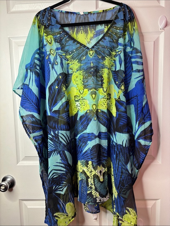 Other - Vibrant Blue & Lime Sheer Beach Cover-Up